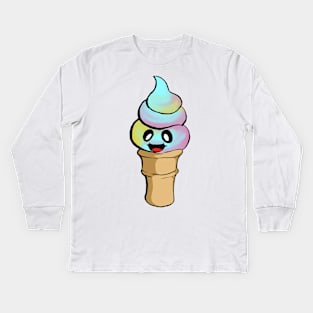 Ice Cream Kaiju (Soft Serve, Rainbow) Kids Long Sleeve T-Shirt